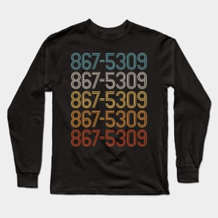 867-5309 Colorful Classic Rock Text Pattern Long Sleeve T-Shirt